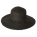 Wide Brim Braded Paper Straw Hat w/ Frill - Black - HT-ST255BK